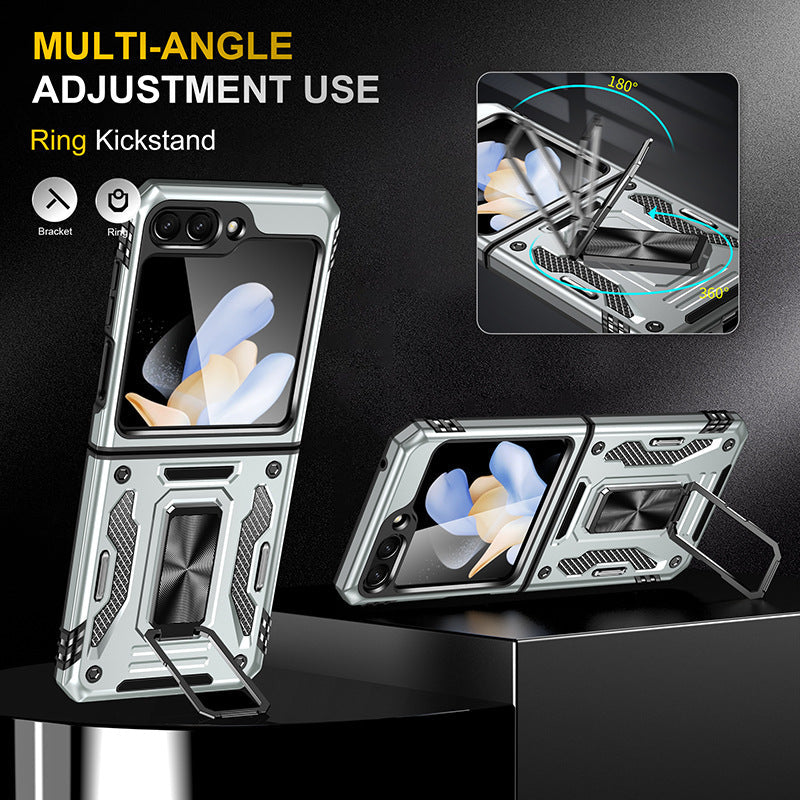 Samsung Z Flip 5 Case Metal Ring Car Magnetic Bracket Protective Case - mycasety2023 Mycasety