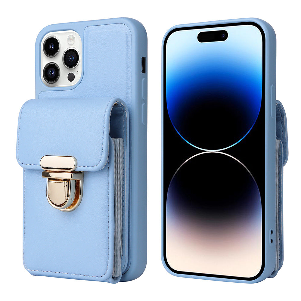Luxurious Leather Card Holder Anti-fall Protective iPhone Case With Lanyard - Mycasety Mycasety
