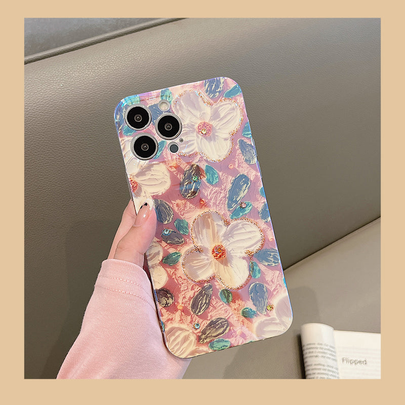 Artistic Vintage Oil Painting Flower iPhone Case - Mycasety Mycasety