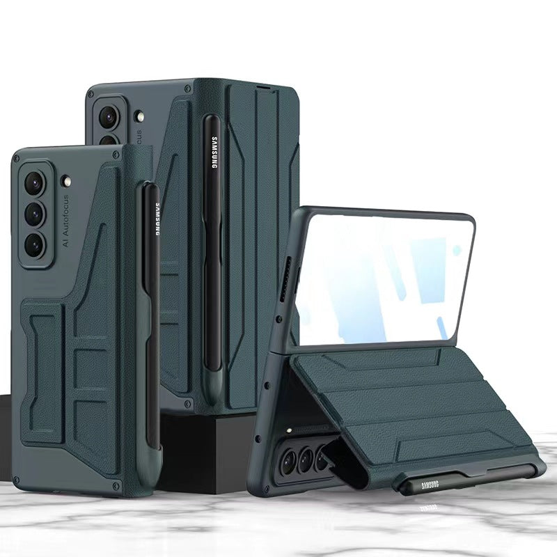 Leather Samsung Z Fold5 Case Full Protection Business Case With Pen Slot and Protection Film - Mycasety Mycasety