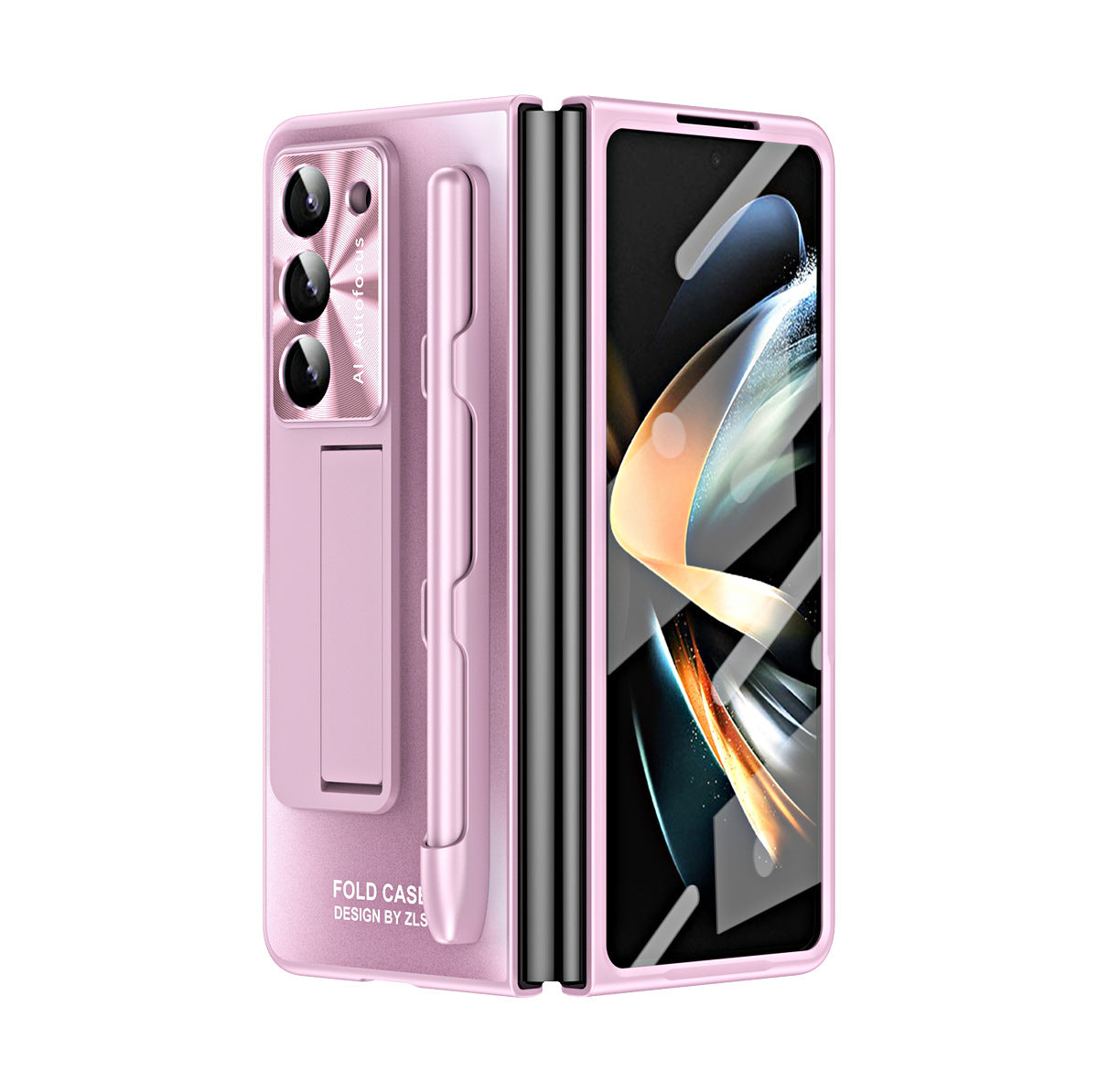 Ultra-thin Electroplated Galaxy Z Fold5 Case with Front Screen Protector Pen Slot Free Stylus & Kick-stand - mycasety2023 Mycasety