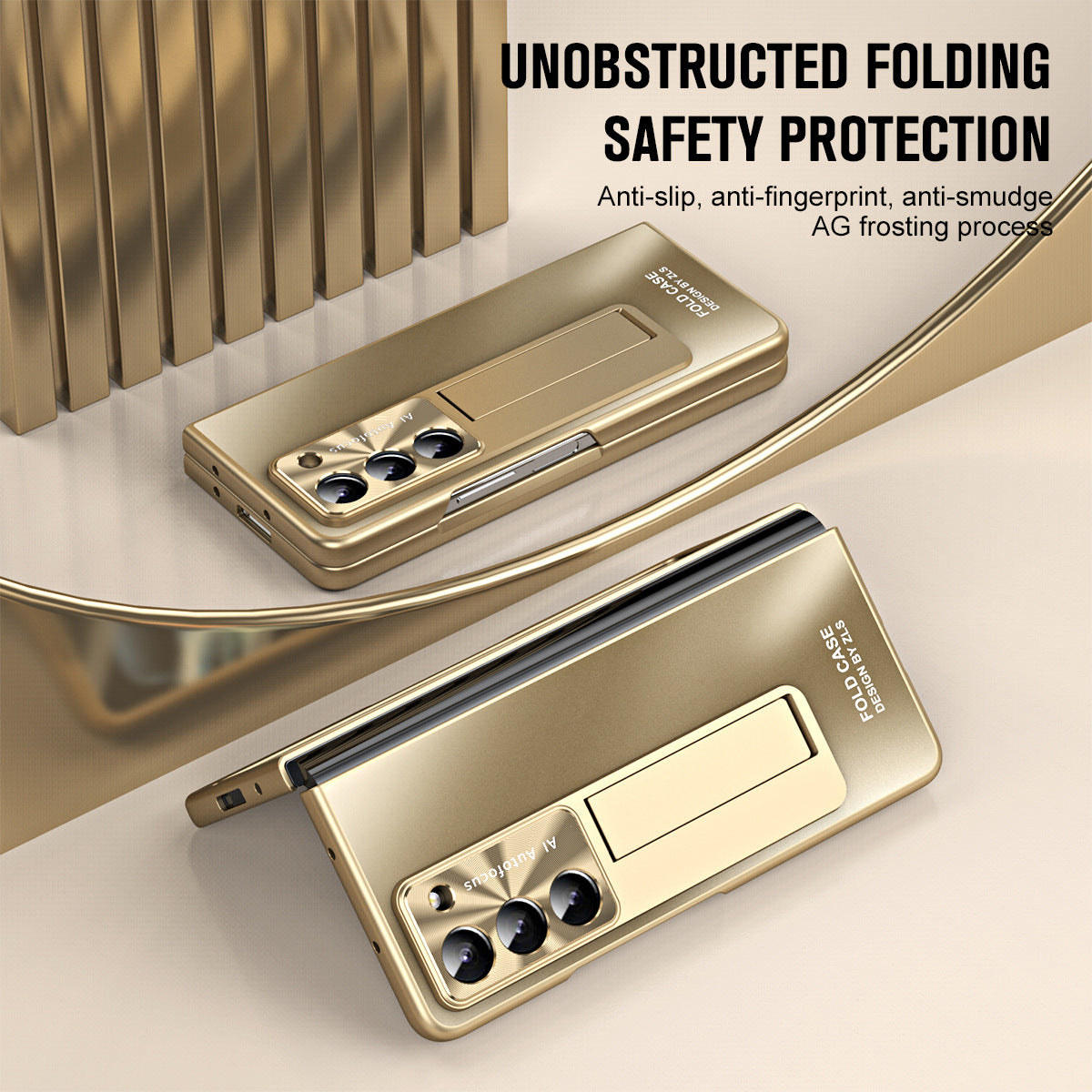 Ultra-thin Electroplated Galaxy Z Fold5 Case with Front Screen Protector Pen Slot Free Stylus & Kick-stand - mycasety2023 Mycasety