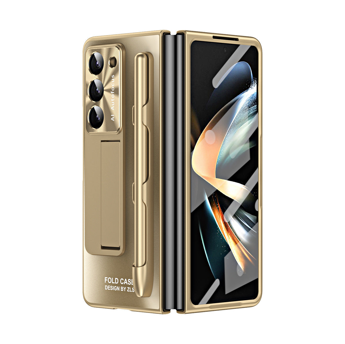 Ultra-thin Electroplated Galaxy Z Fold5 Case with Front Screen Protector Pen Slot Free Stylus & Kick-stand - mycasety2023 Mycasety