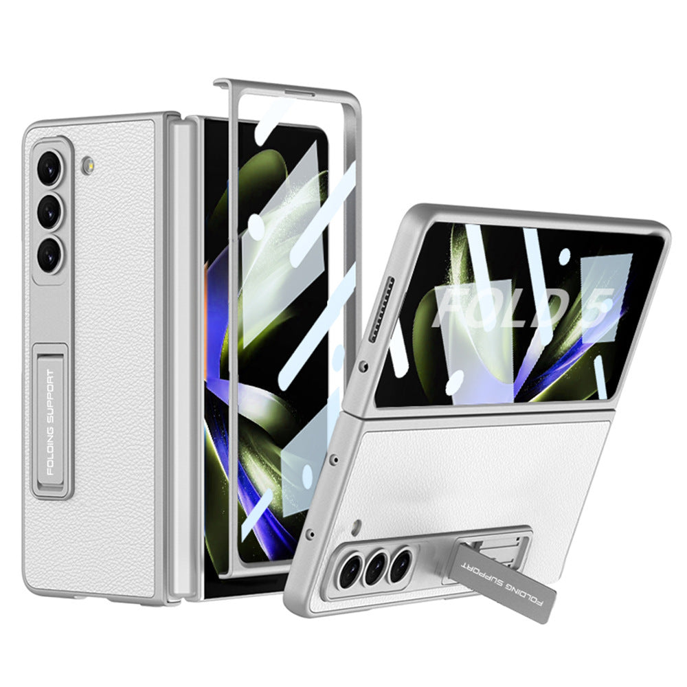 Leather Samsung Galaxy Z Fold5 Case With Film Kickstand - Mycasety Mycasety