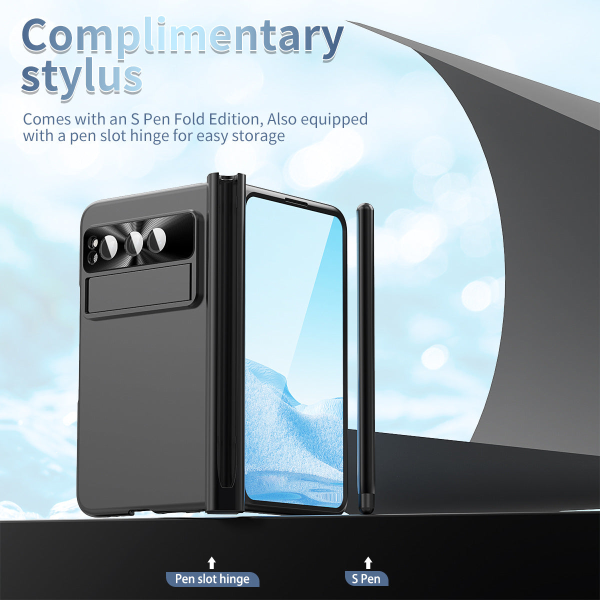 Slim Anodized Google Pixel Fold Case with Hinge Protective Screen Protector Pen Slot and Stylus - mycasety2023 Mycasety