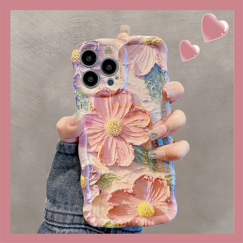 Ins Hot Colorful Oil Painting Flower iPhone Case - Mycasety Mycasety