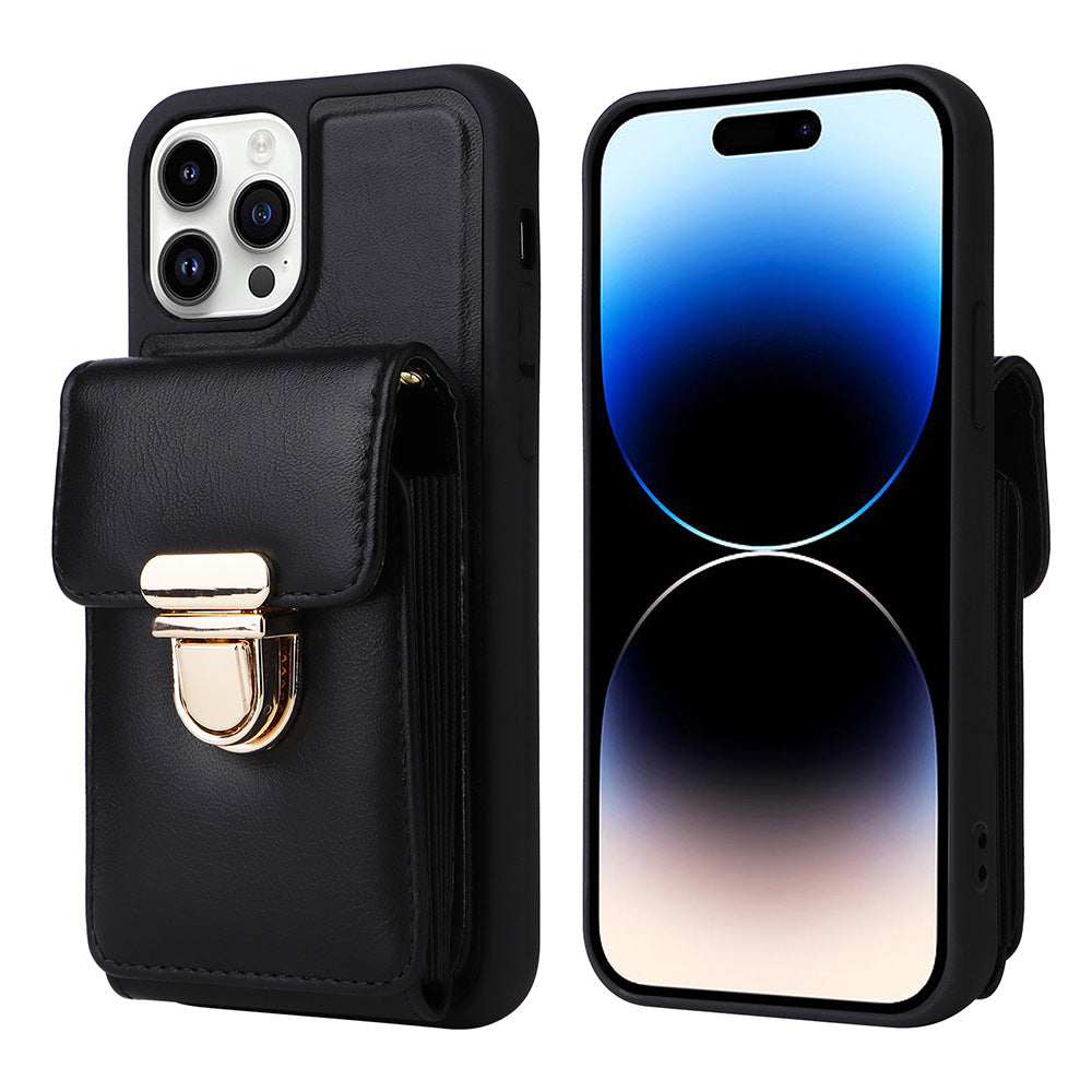 Luxurious Leather Card Holder Anti-fall Protective iPhone Case With Lanyard - Mycasety Mycasety