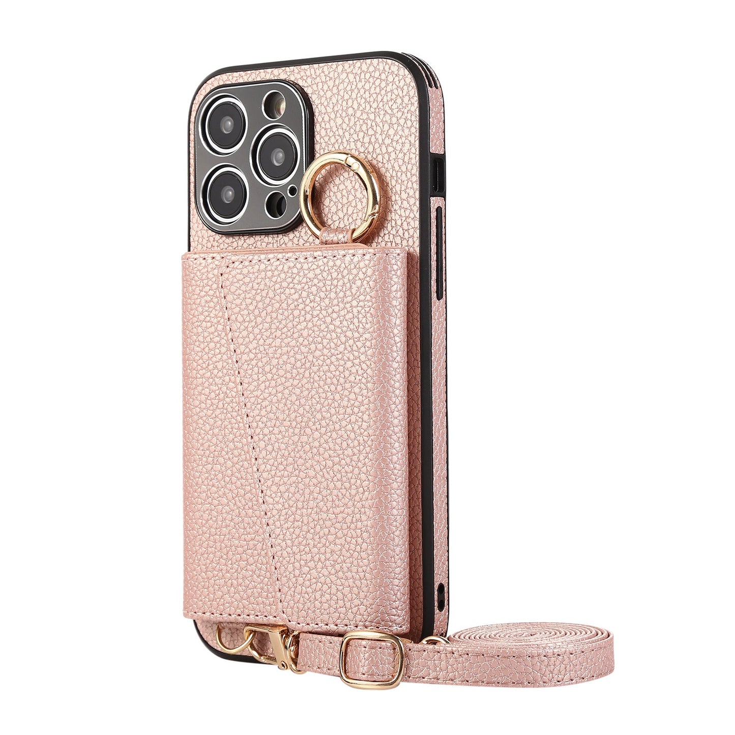 Luxurious Leather Card Holder Anti-fall Protective iPhone Case With Lanyard - Mycasety Mycasety