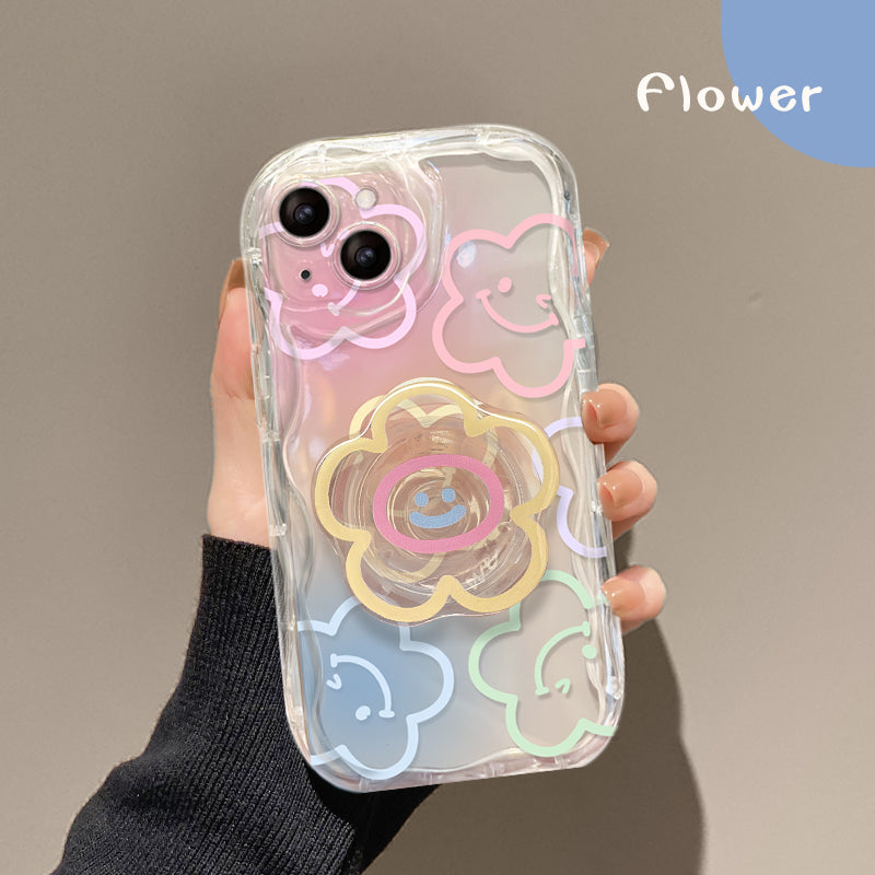 Ins Hot Smiling Face Flower Holder iPhone Case - Mycasety Mycasety