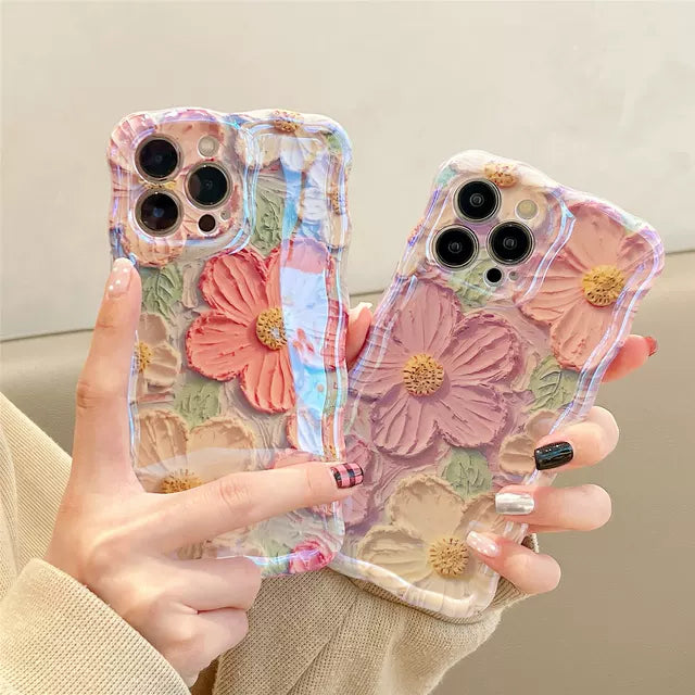 Ins Hot Colorful Oil Painting Flower iPhone Case - Mycasety Mycasety