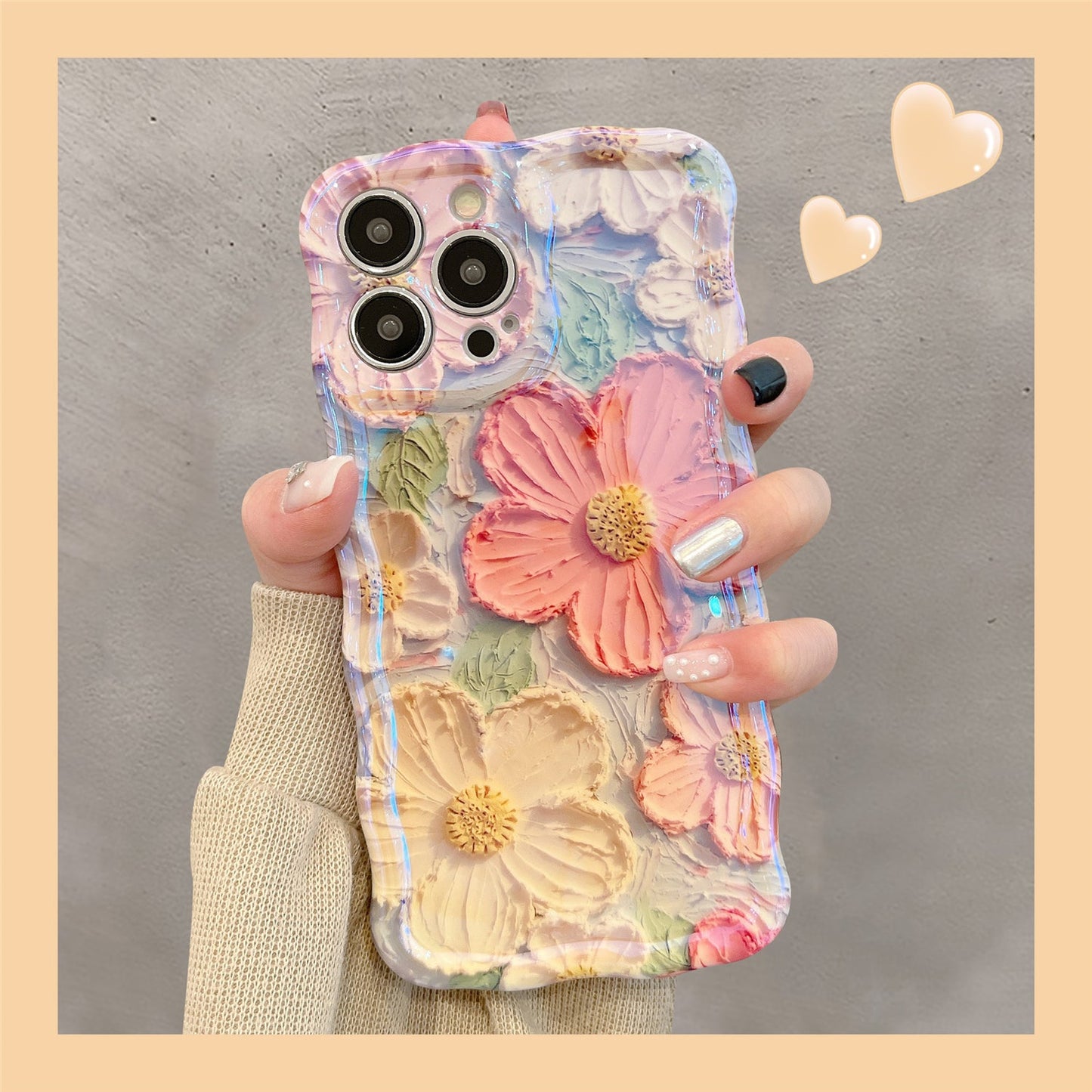 Ins Hot Colorful Oil Painting Flower iPhone Case - Mycasety Mycasety