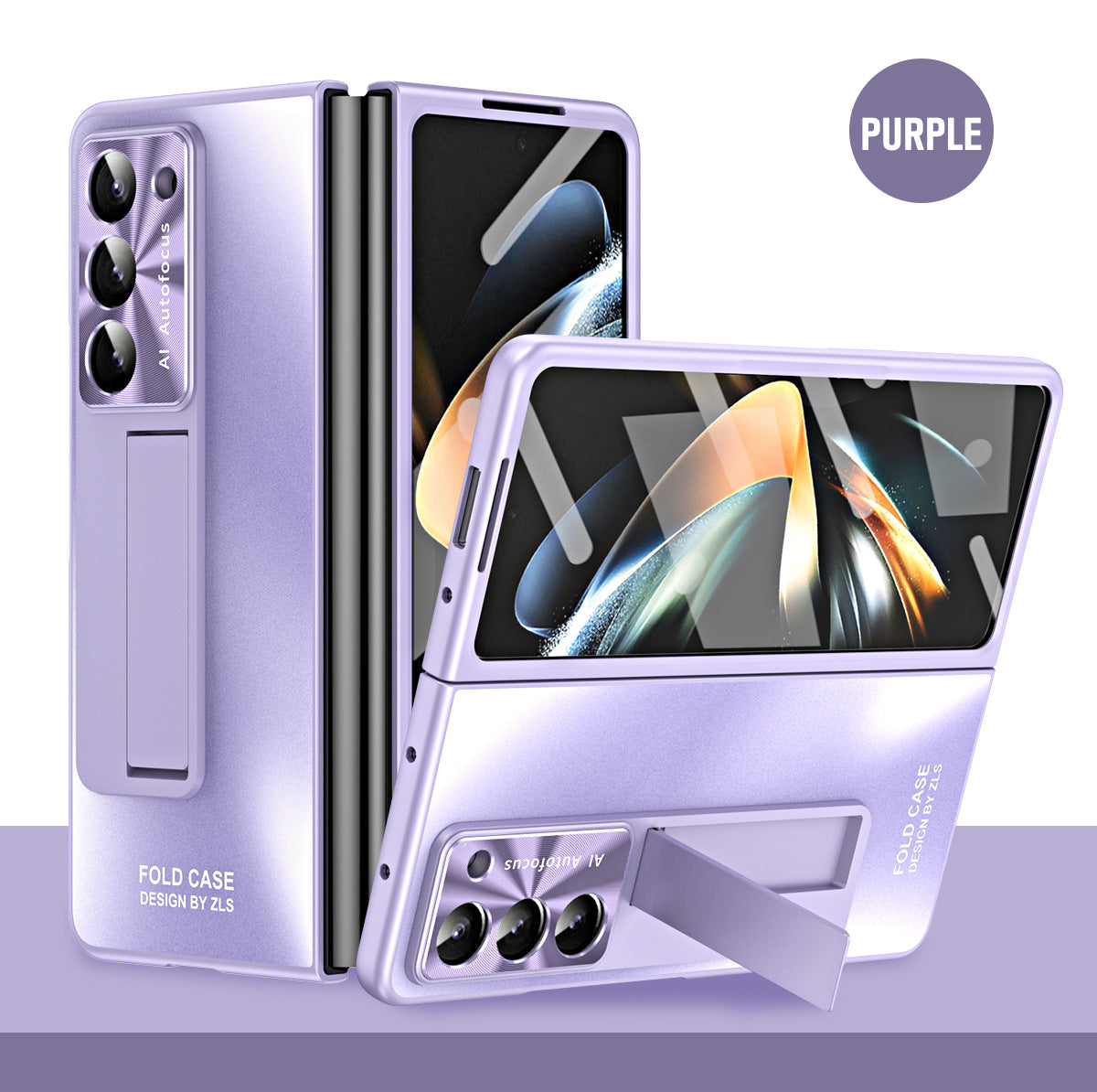 Plating Galaxy Z Fold5 Case with Front Screen Protector & Hidden Stand - mycasety2023 Mycasety