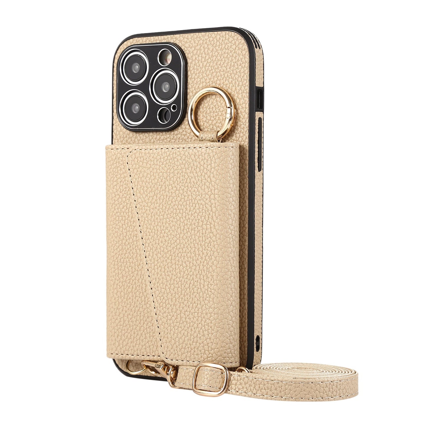 Luxurious Leather Card Holder Anti-fall Protective iPhone Case With Lanyard - Mycasety Mycasety