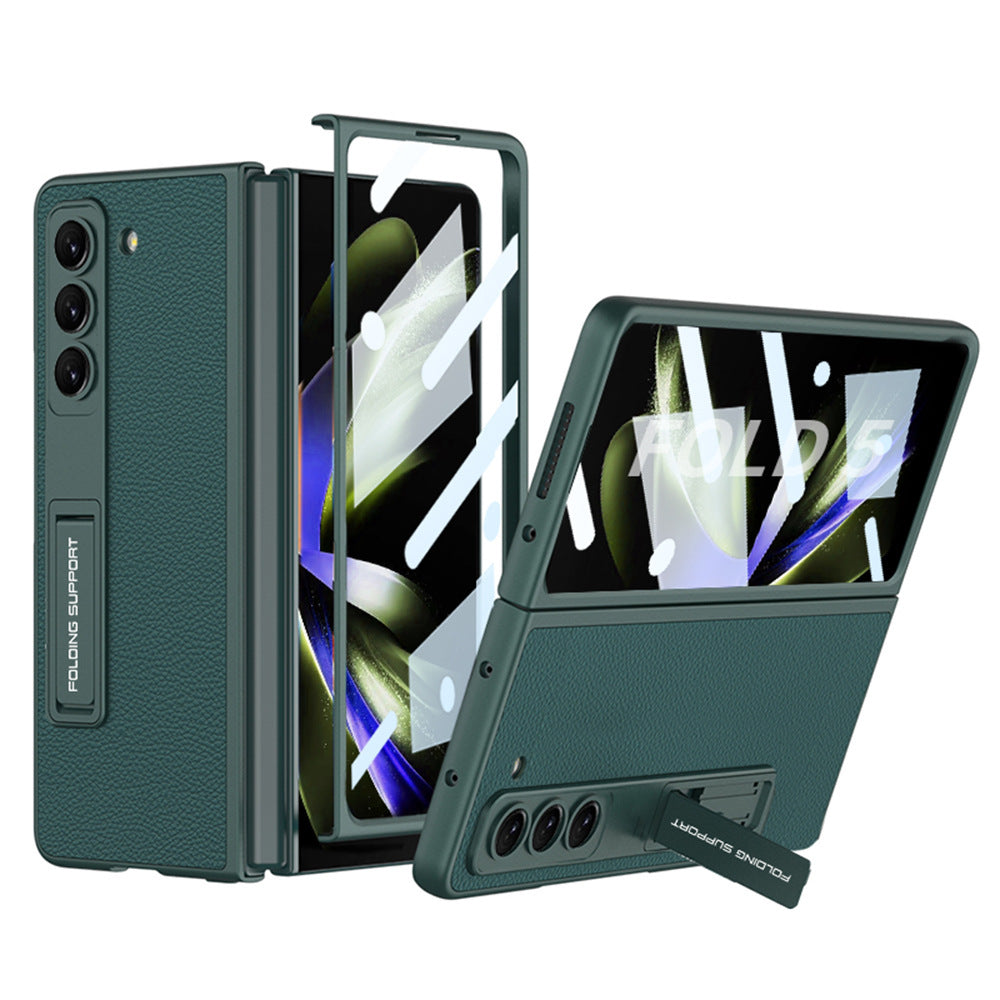 Leather Samsung Galaxy Z Fold5 Case With Film Kickstand - Mycasety Mycasety