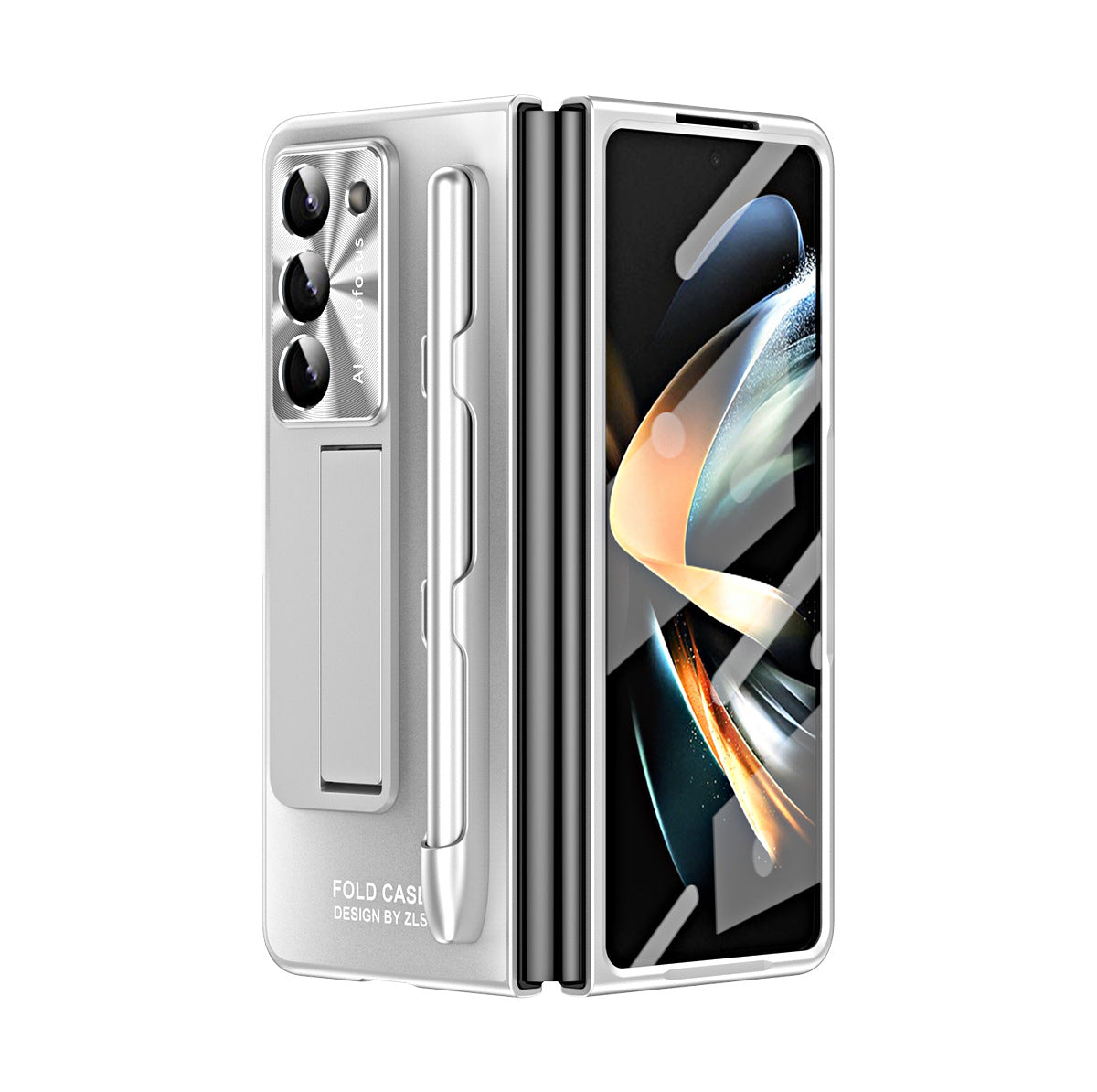 Ultra-thin Electroplated Galaxy Z Fold5 Case with Front Screen Protector Pen Slot Free Stylus & Kick-stand - mycasety2023 Mycasety