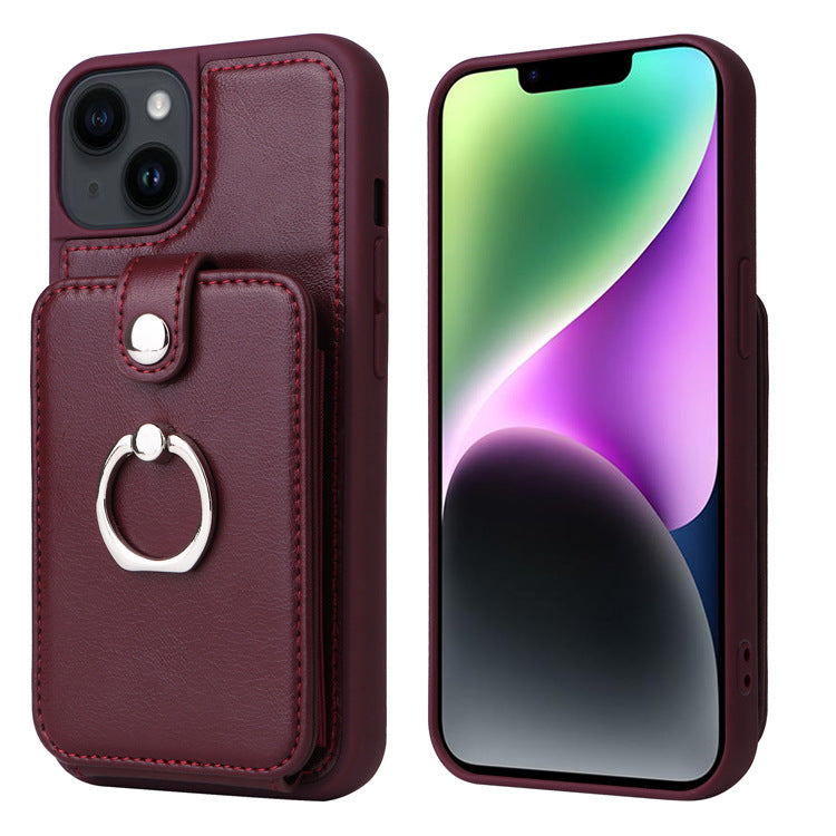 Luxurious Leather Card Holder Anti-fall Protective iPhone Case - Mycasety Mycasety