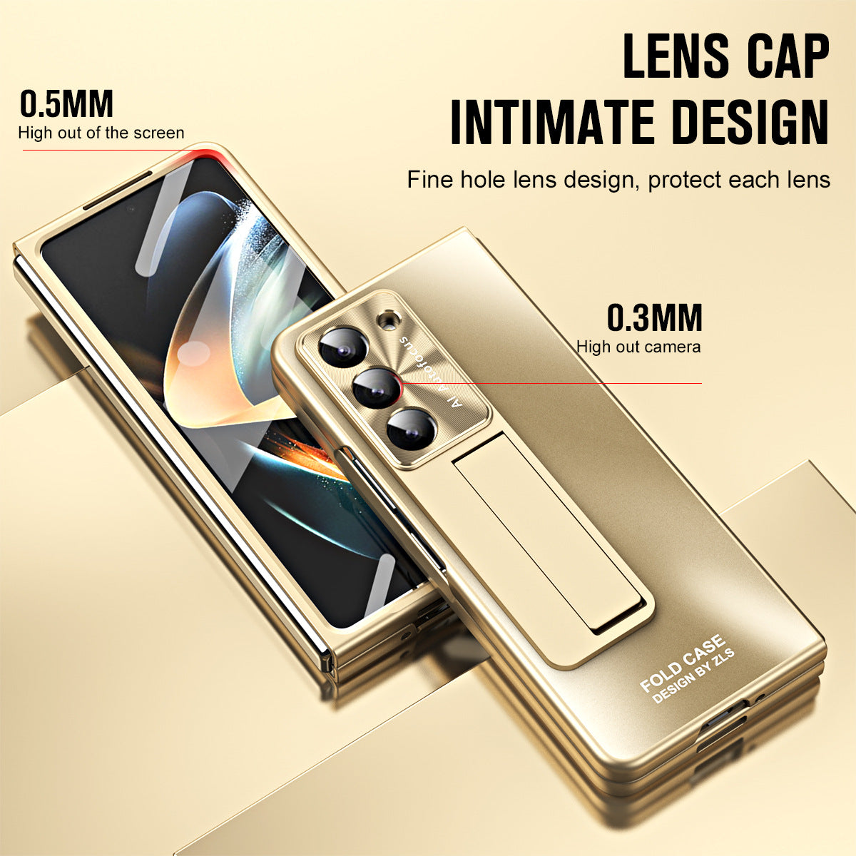 Ultra-thin Electroplated Galaxy Z Fold5 Case with Front Screen Protector Pen Slot Free Stylus & Kick-stand - mycasety2023 Mycasety