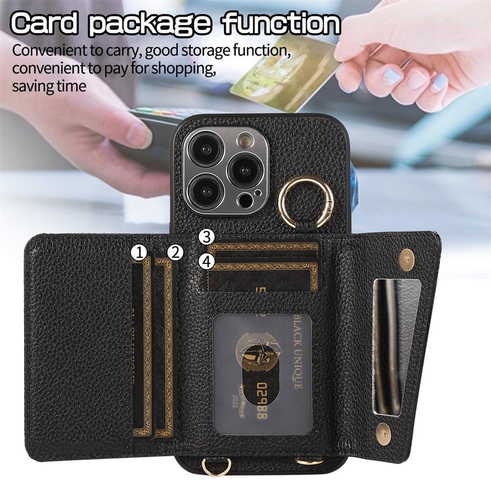 Luxurious Leather Card Holder Anti-fall Protective iPhone Case With Lanyard - Mycasety Mycasety