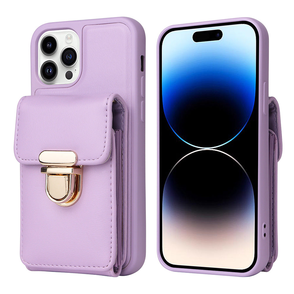 Luxurious Leather Card Holder Anti-fall Protective iPhone Case With Lanyard - Mycasety Mycasety