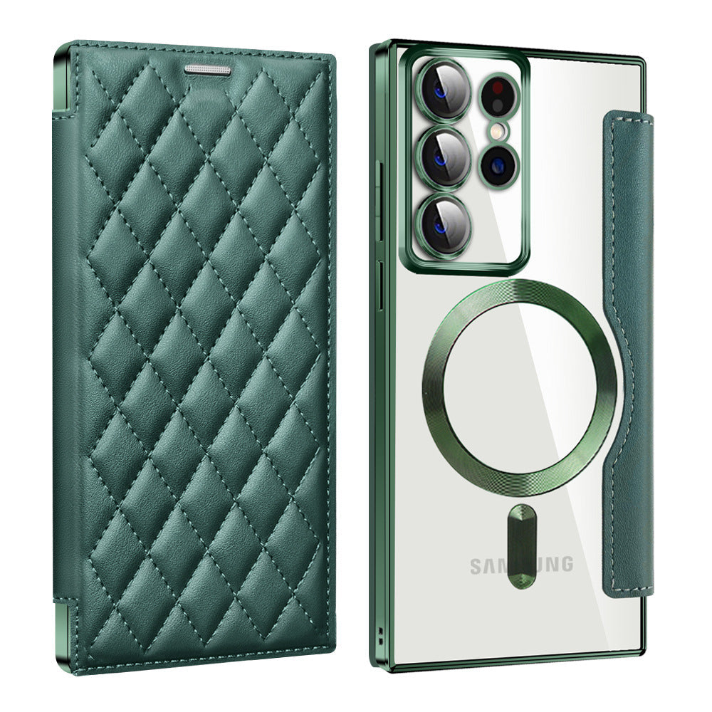 Luxury Flip Leather Magnetic Phone Case Support Magsafe For Samsung Galaxy S23 Ultra Plus - Mycasety Mycasety