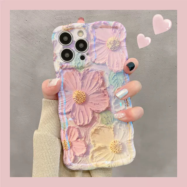 Ins Hot Colorful Oil Painting Flower iPhone Case - Mycasety Mycasety