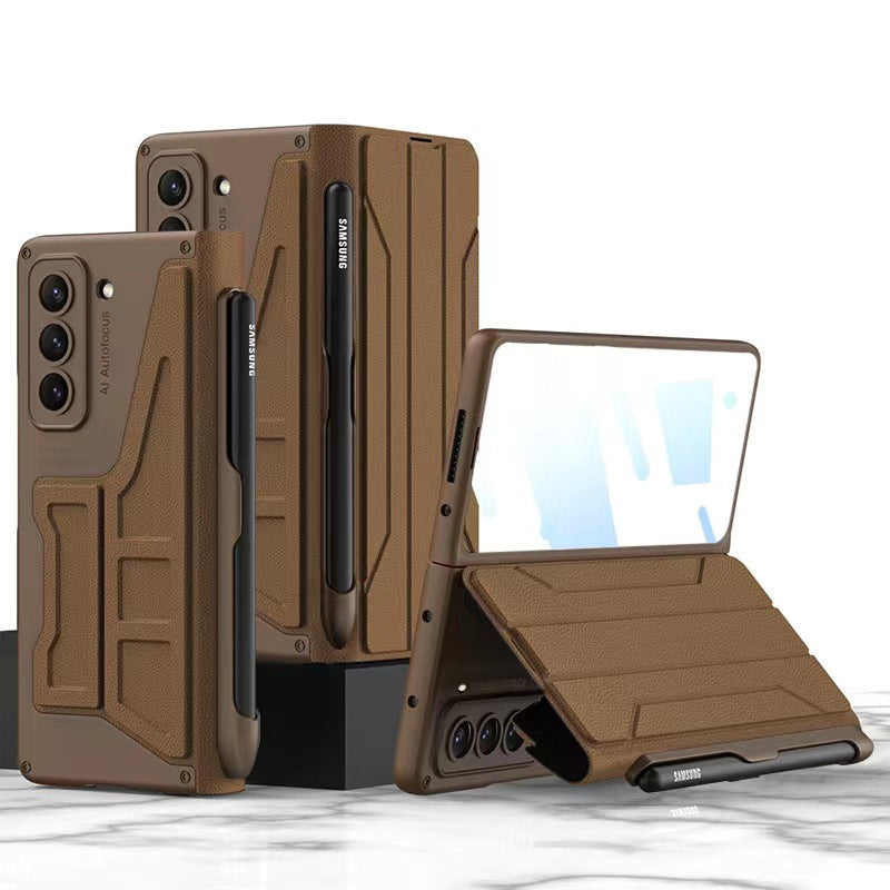 Leather Samsung Z Fold5 Case Full Protection Business Case With Pen Slot and Protection Film - Mycasety Mycasety