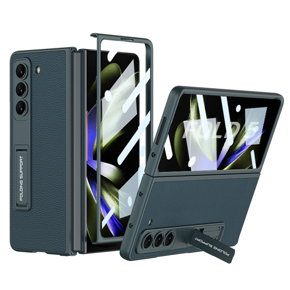 Leather Samsung Galaxy Z Fold5 Case With Film Kickstand - Mycasety Mycasety