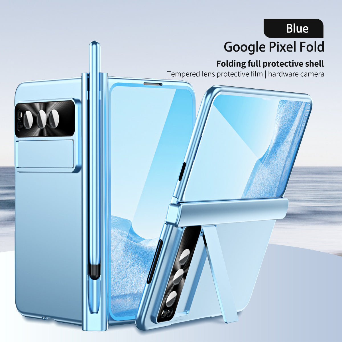 Google Pixel Fold Shell All-inclusive Protection Case With Double Pen Slot Hinge and Front Screen Protector - Mycasety Mycasety