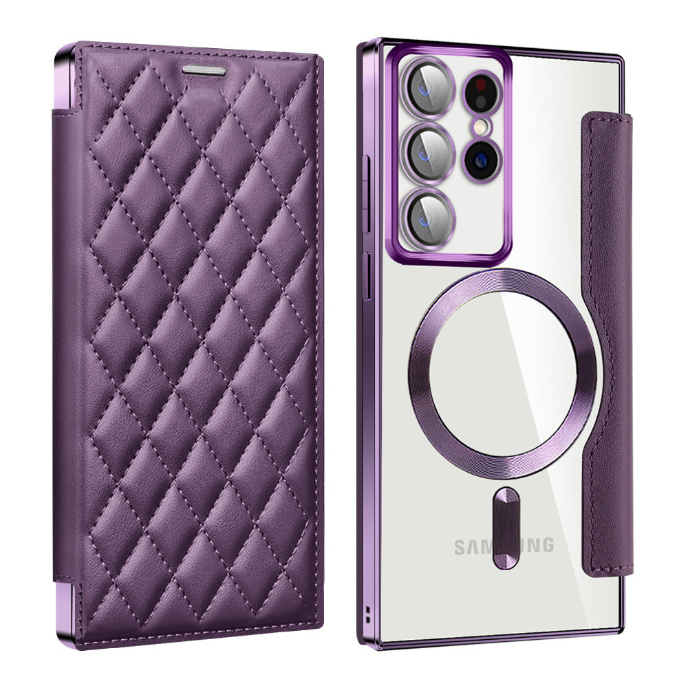 Luxury Flip Leather Magnetic Phone Case Support Magsafe For Samsung Galaxy S23 Ultra Plus - Mycasety Mycasety