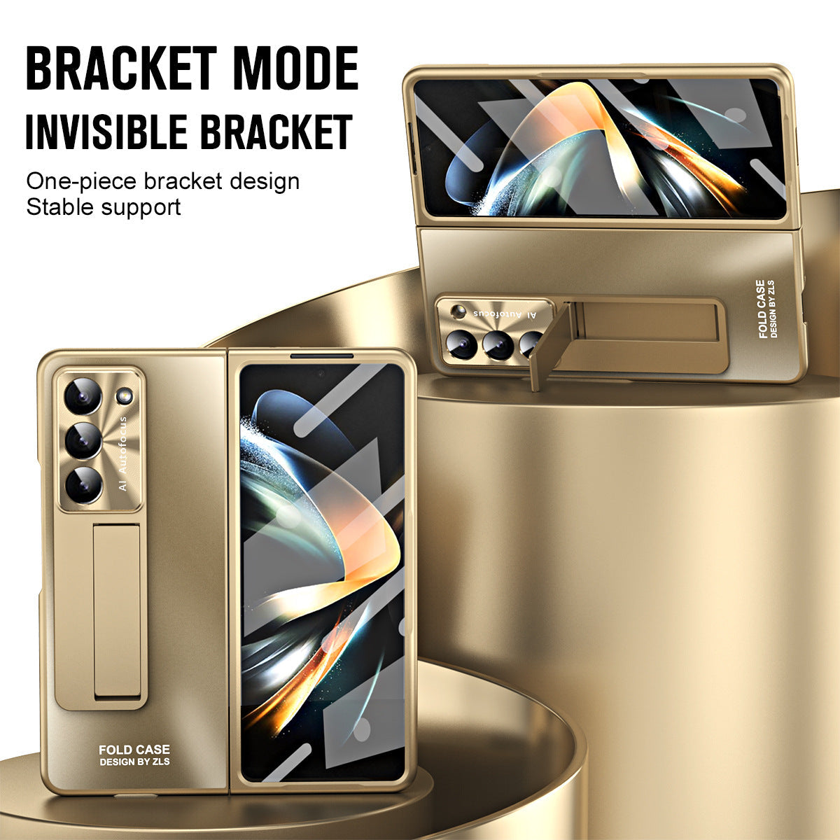 Ultra-thin Electroplated Galaxy Z Fold5 Case with Front Screen Protector Pen Slot Free Stylus & Kick-stand - mycasety2023 Mycasety