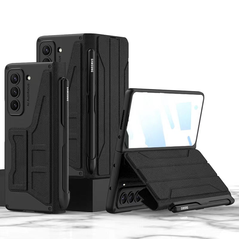 Leather Samsung Z Fold5 Case Full Protection Business Case With Pen Slot and Protection Film - Mycasety Mycasety