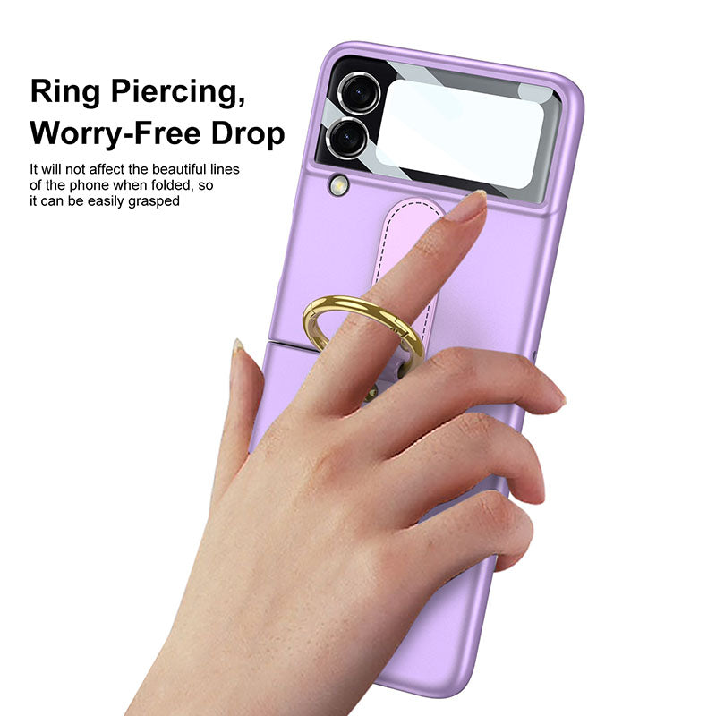 Original Back Screen Glass Matte Hard Cover With Finger-Ring For Samsung Z Flip4 Flip3 5G - Mycasety Mycasety
