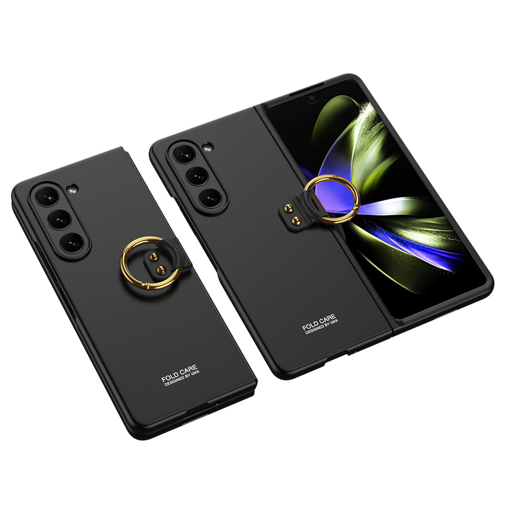 Electroplated Slim Samsung Galaxy Z Fold 5 Case with Front Screen Tempered Glass Protector & Ring - Mycasety Mycasety