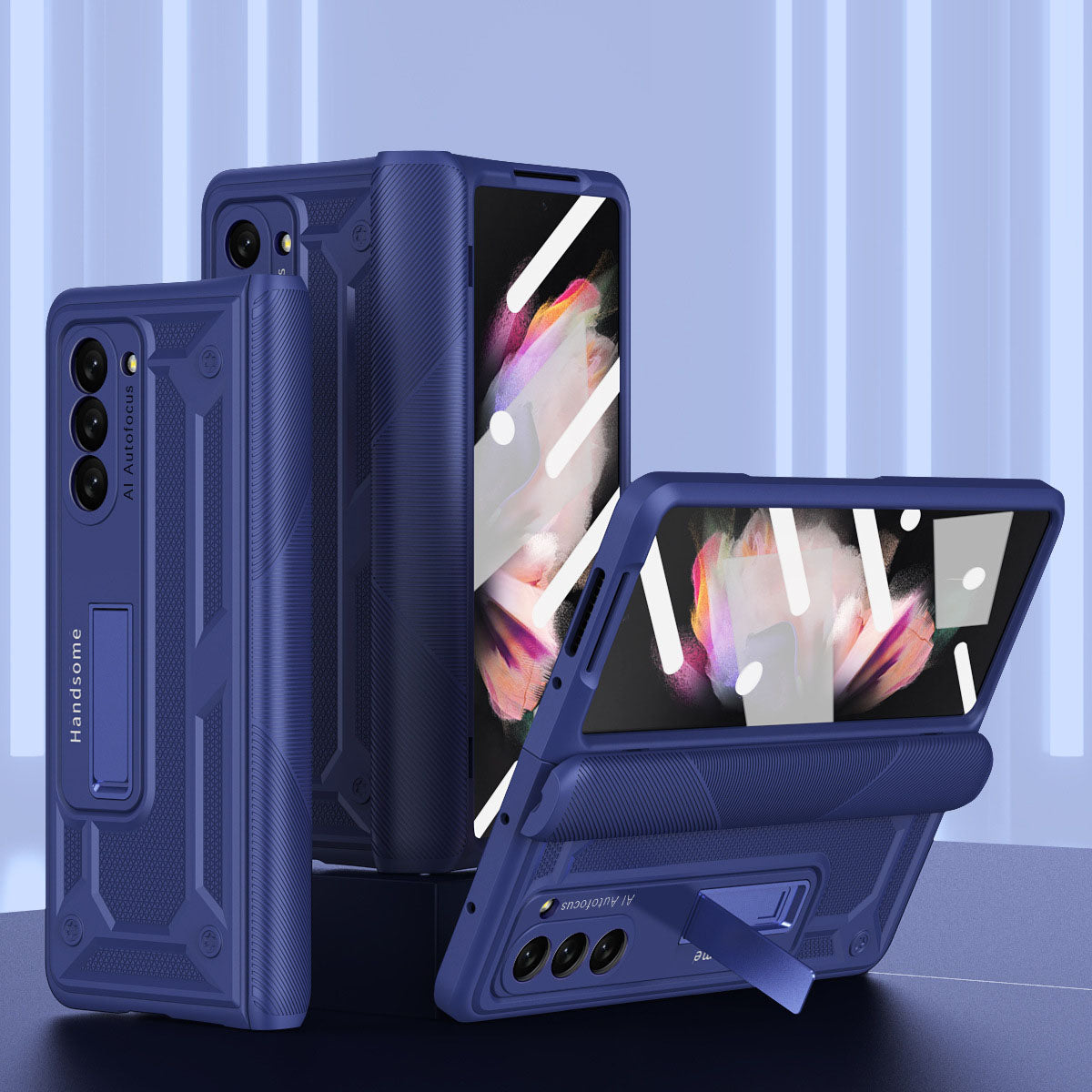 360 All Inclusive Samasung Galaxy Z Fold5 Fold4 Fold3 Case With Hinge Lid & Kick-stand - Mycasety Mycasety