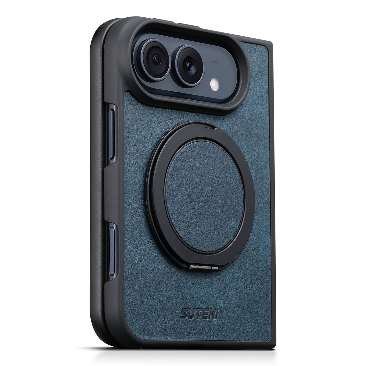 iPhone Duo | Fine-Textured Magnetic Leather Case with Folding Ring Stand