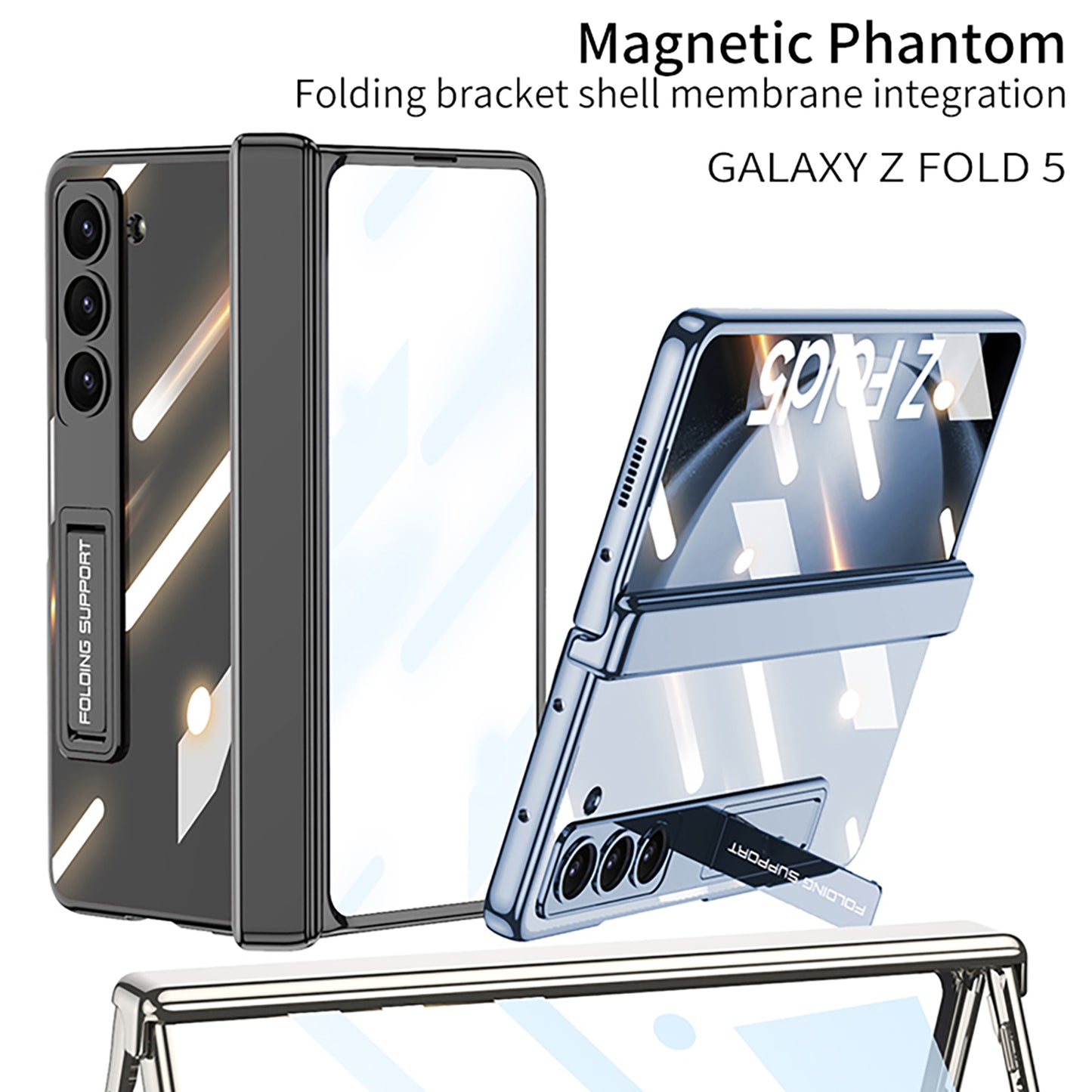 Magnetic Hinge Invisible Bracket Electroplated Protective Phone Case For Samsung Galaxy Z Fold5 Fold4 - mycasety2023 Mycasety