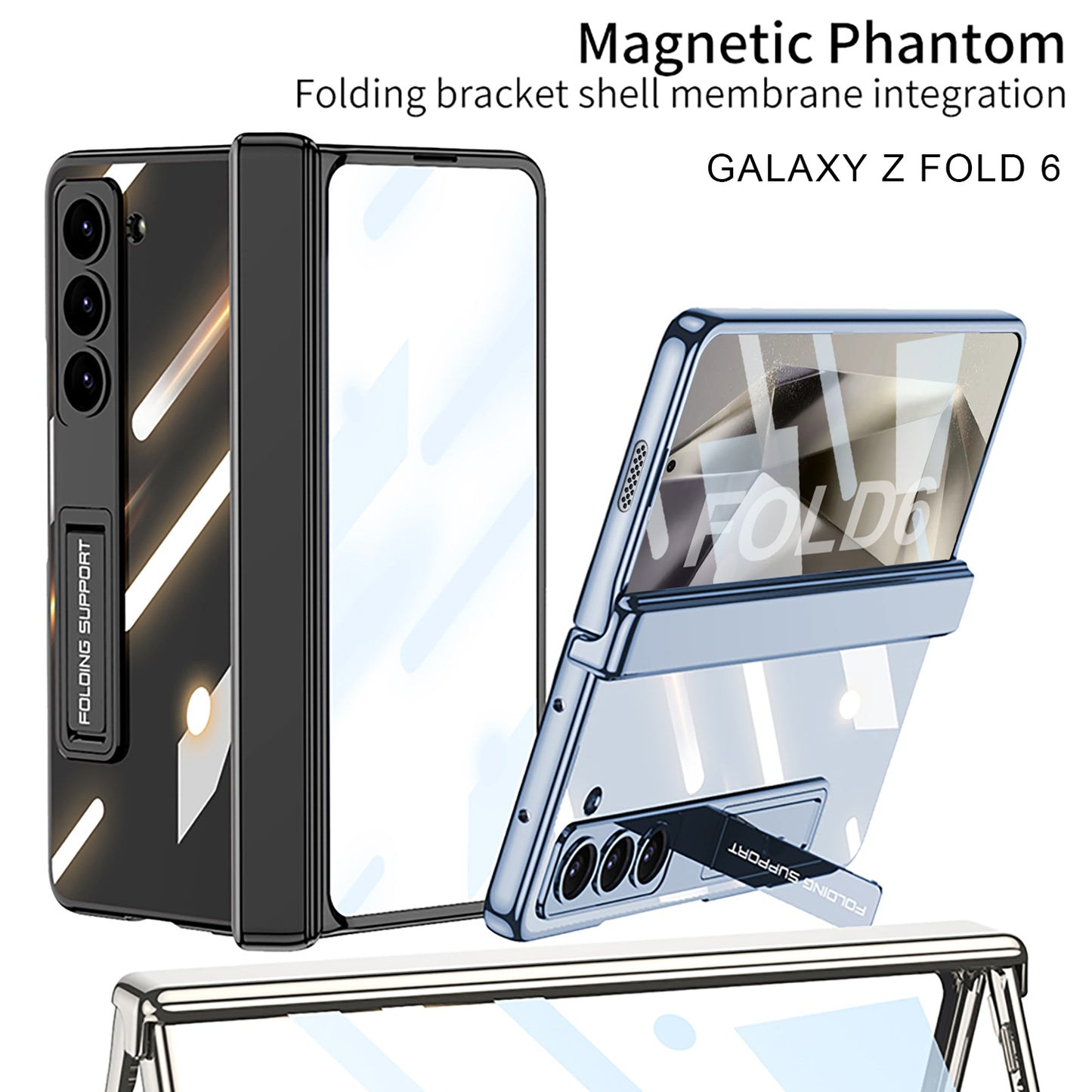 Transparent Magnetic Hinge Bracket Shockproof Phone Case With Screen Protector For Galaxy Z Fold 6/5/4