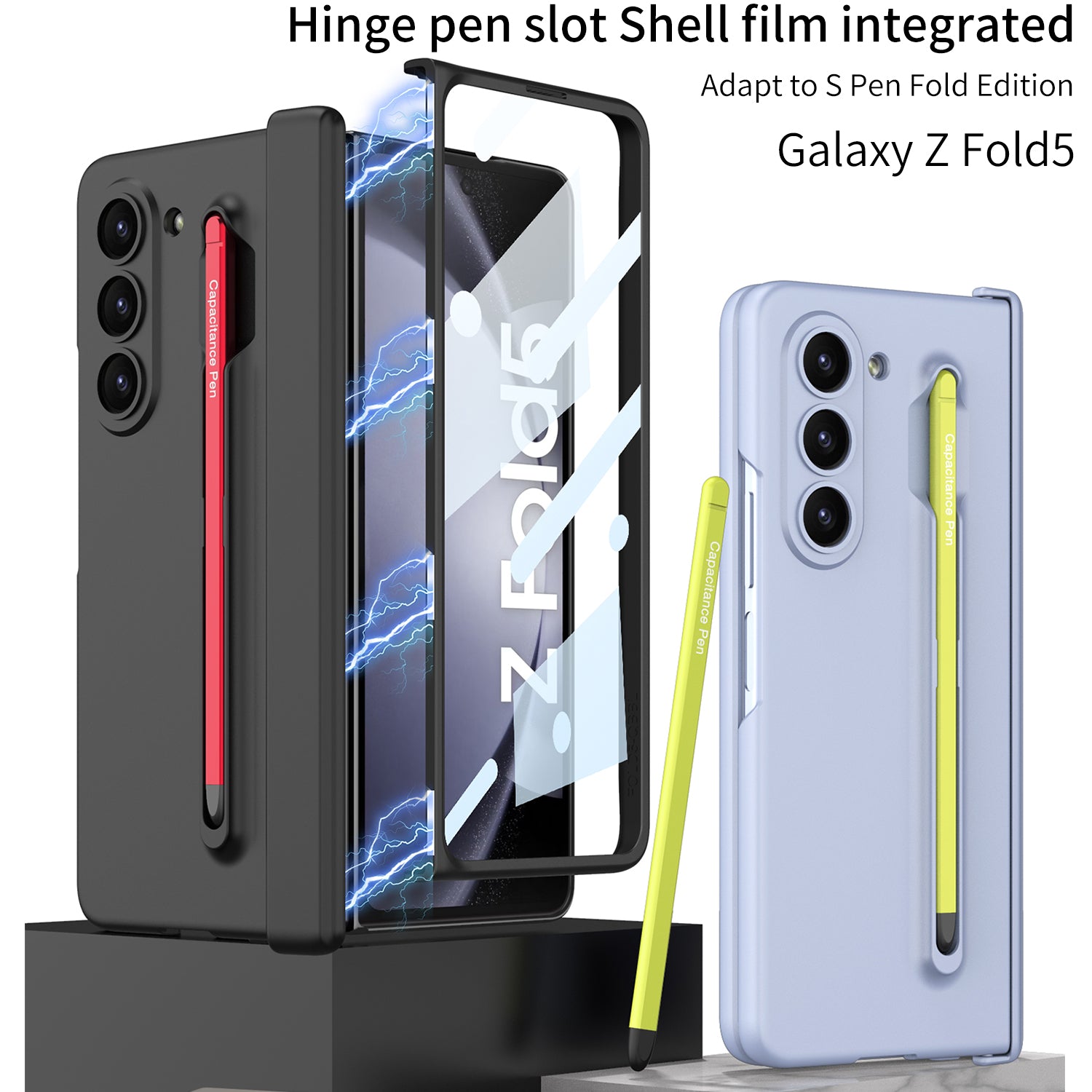 Magnetic Hinge Anti-fall Protective Phone Case With Pen Tray Shell and Film For Samsung Galaxy Z Fold5 - mycasety2023 Mycasety