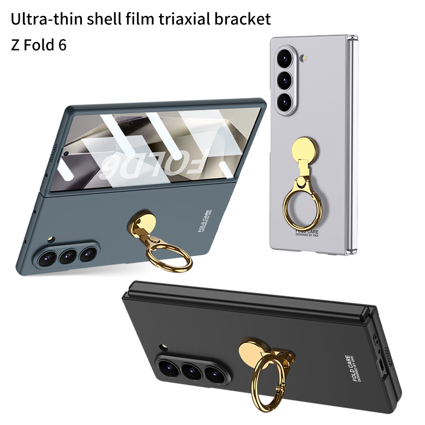 Luxury Shockproof Phone Case With Gold Ring Holder For Galaxy Z Fold 6