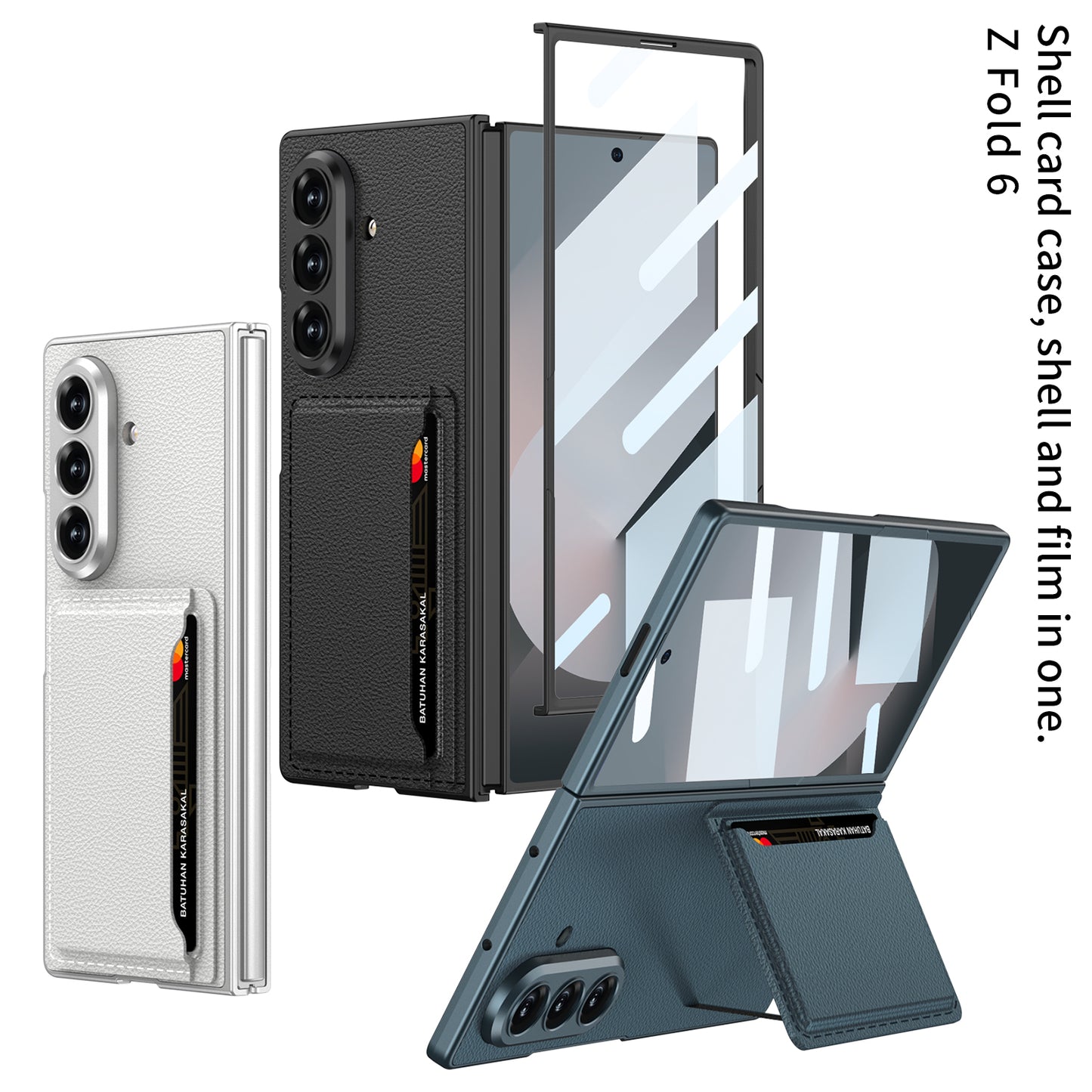 Business-style Leather Card Holderr Phone Case With Back Screen Film For Galaxy Z Fold 7/6/5