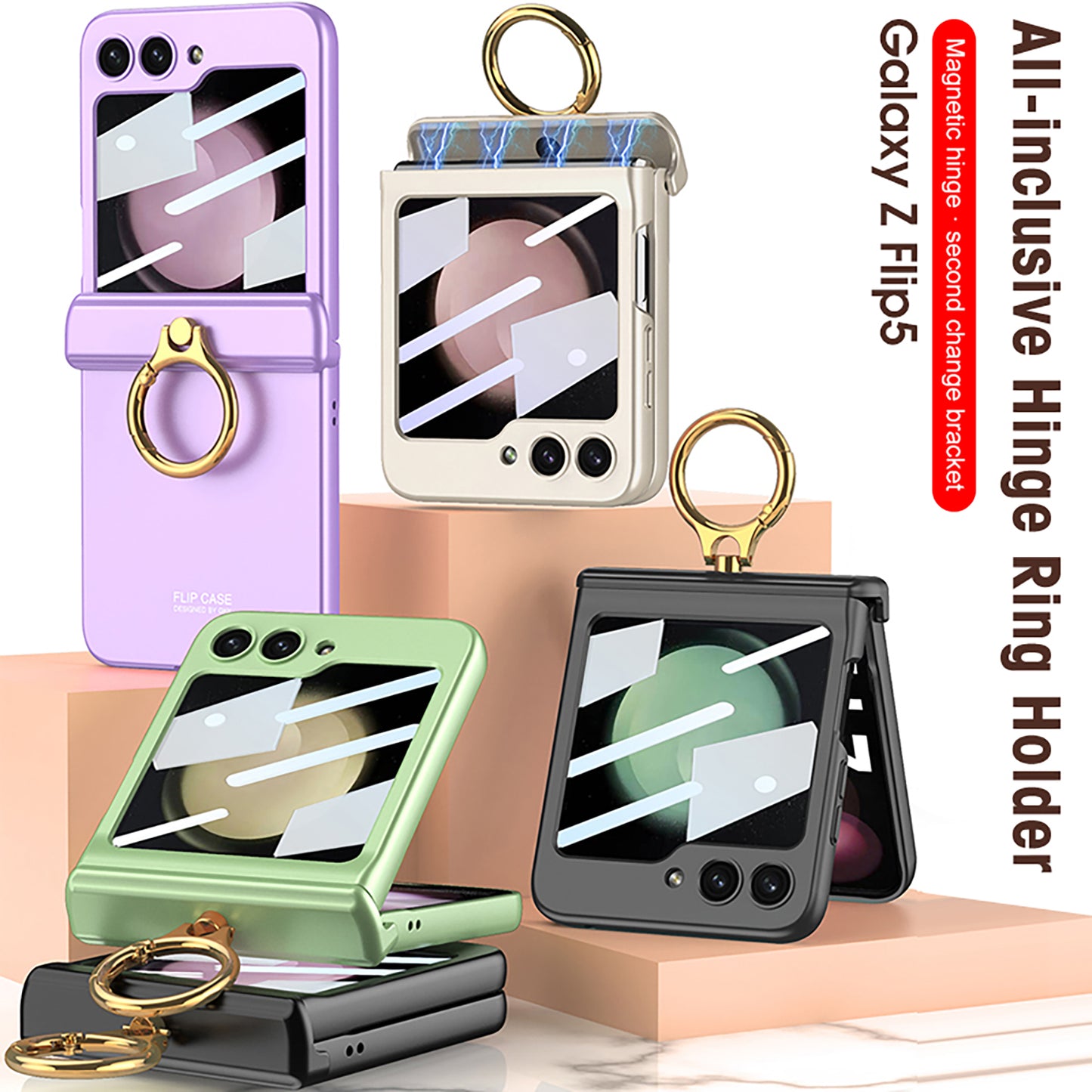 Magnetic All-included Shockproof Phone Cover For Samsung Galaxy Z Flip5 Flip4 Flip3