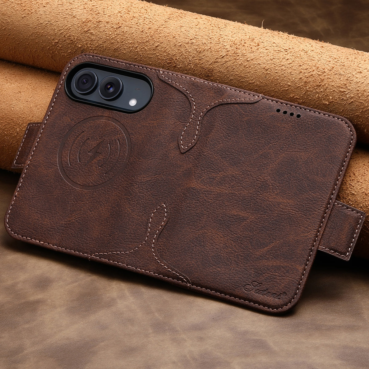 iPhone Duo | Vintage Leather Wallet Case with Card Slots & Stand