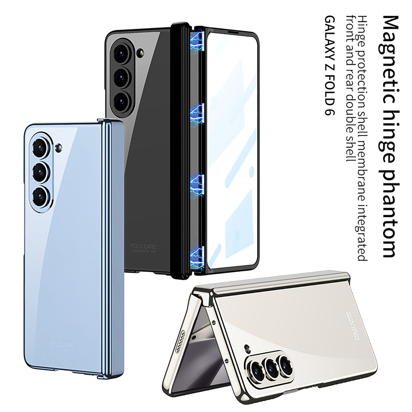 Transparent Magnetic Hinge Shockproof Phone Case With Screen Protector For Galaxy Z Fold6