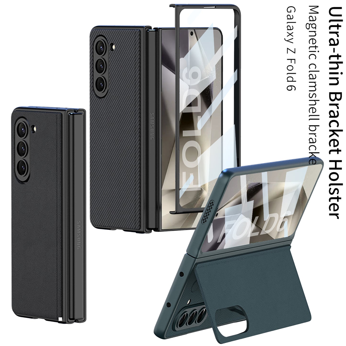 Luxury Leather Shockproof Phone Case With Back Screen Protector For Galaxy Z Fold6