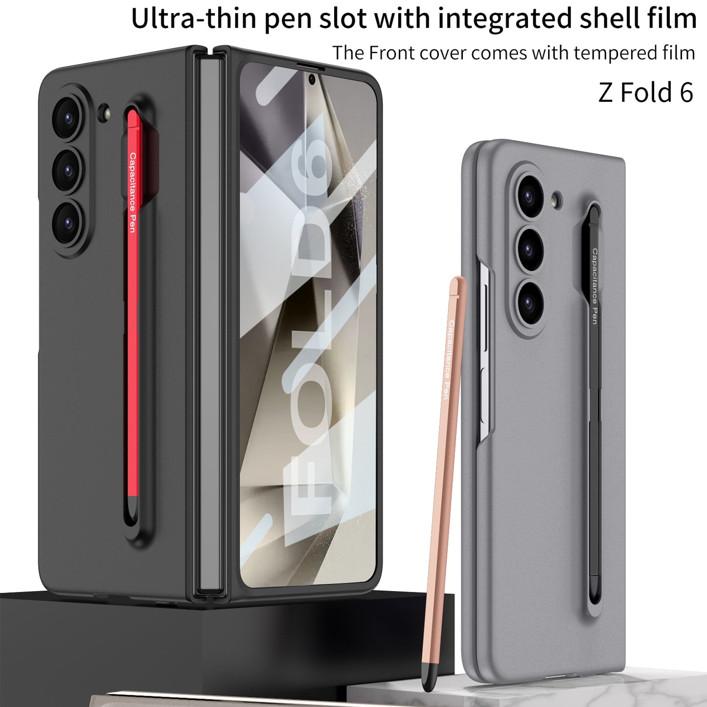 Shockproof Phone Case With Pen Tray Shell and Film For Galaxy Z Fold 6