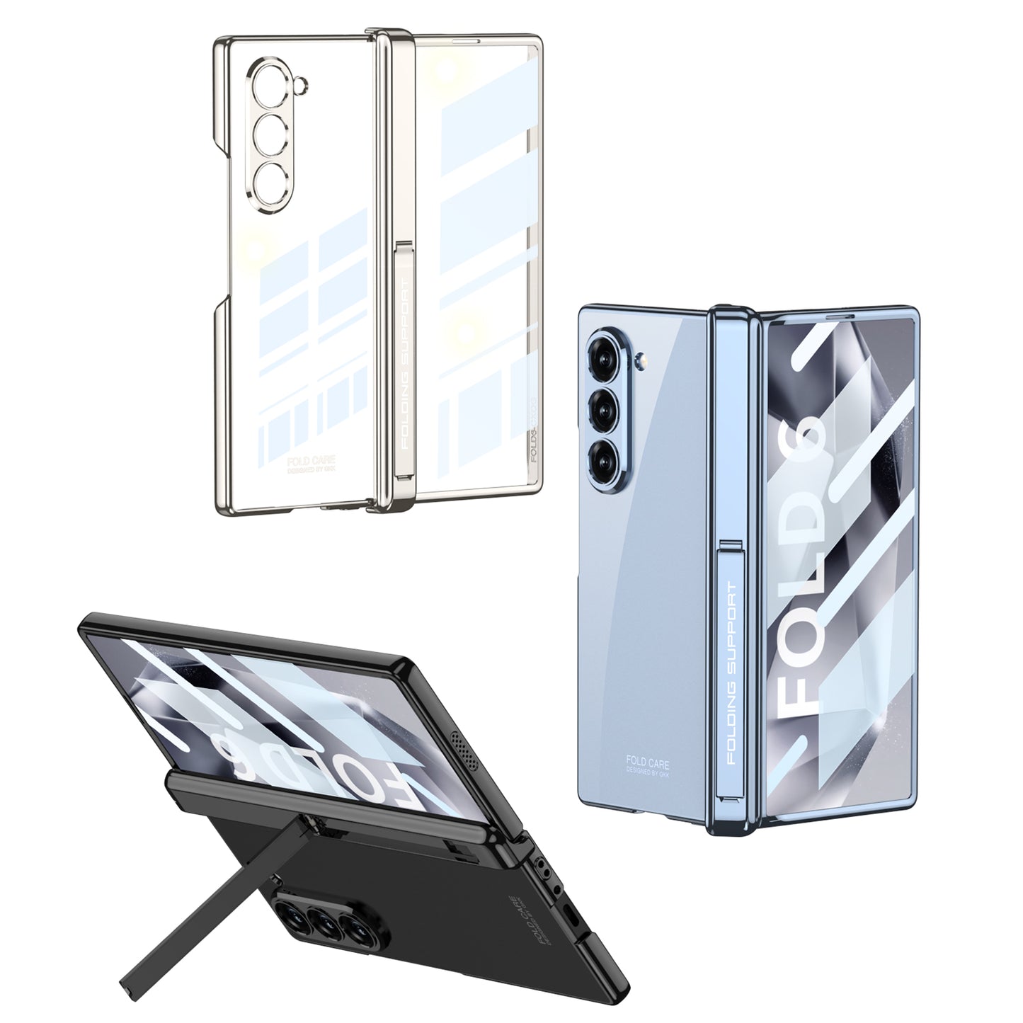 Transparent Magnetic Hinge Bracket Shockproof Phone Case With Screen Protector For Galaxy Z Fold6