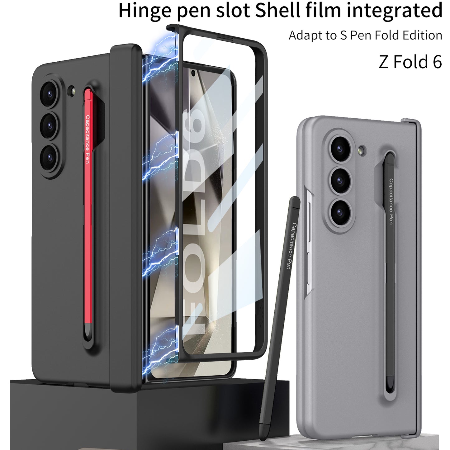 Magnetic Hinge Anti-fall Protective Phone Case With Pen Tray Shell and Film For Galaxy Z Fold6