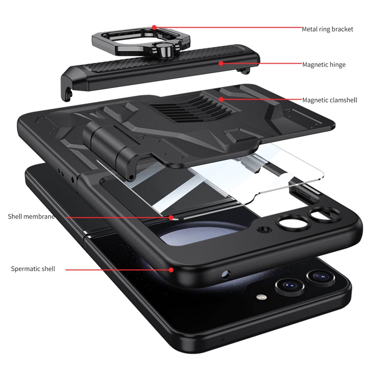 Magnetic Hinge Bracket All-included Shockproof Phone Case For Samsung Galaxy Flip 5/4/3