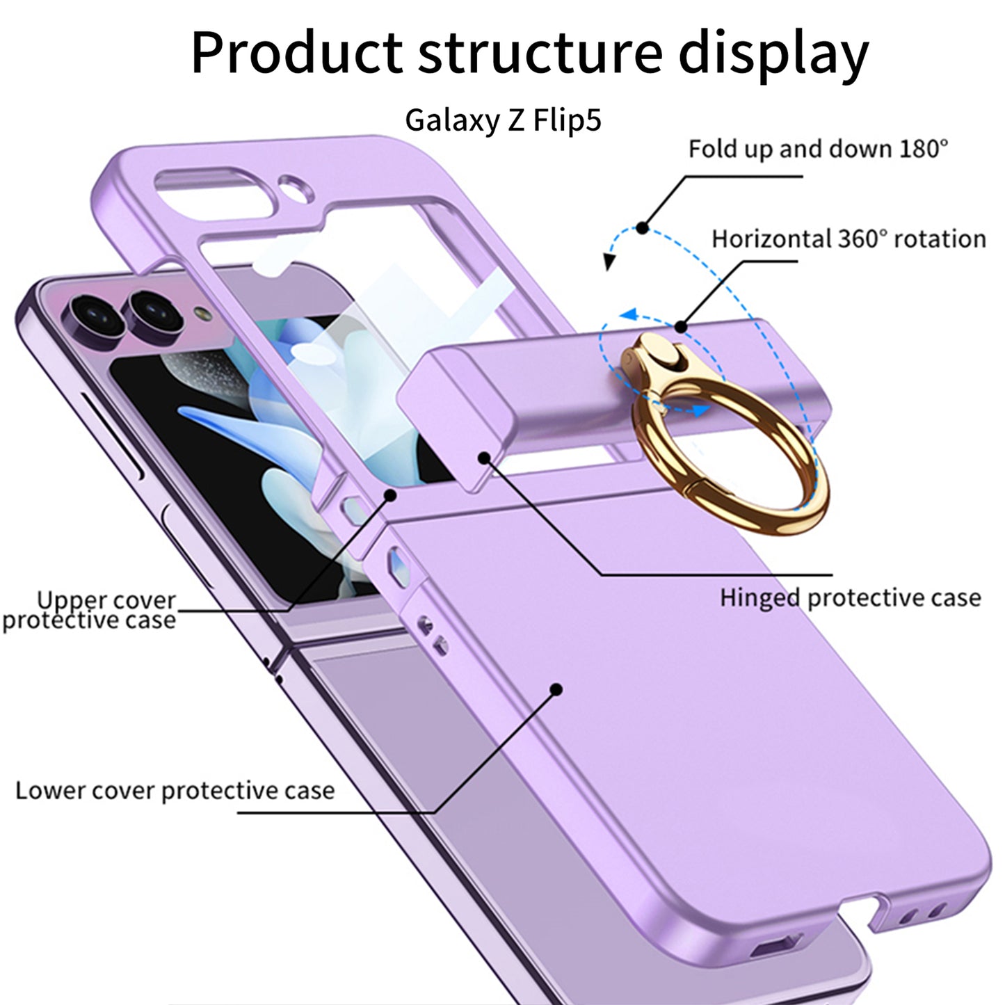 All-inclusive Protective Ring Holder Phone Case For Samsung Galaxy Z Flip5 Flip4 Flip3 - Mycasety Mycasety