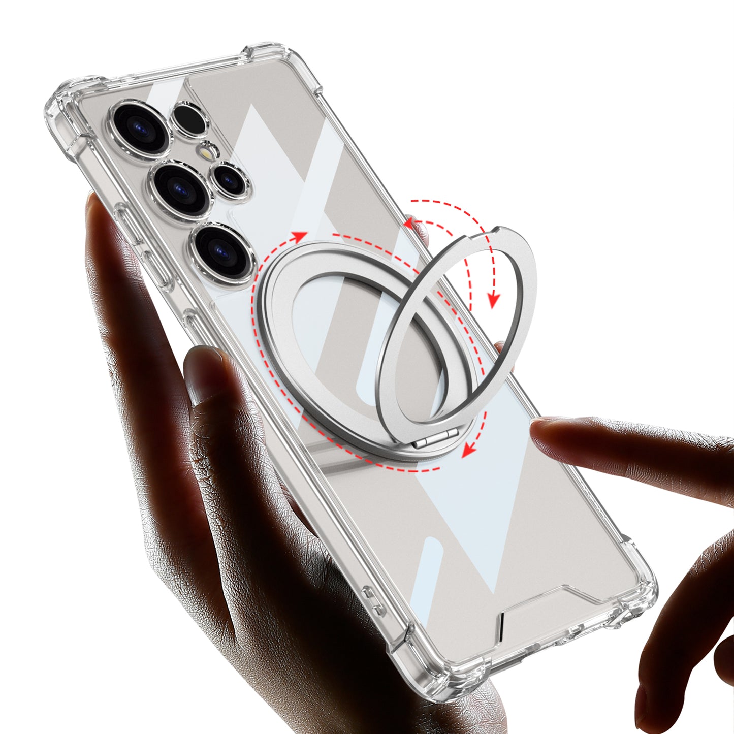 Transparent Shockproof Phone Cover With Magnetic Ring Holder For Galaxy S Series